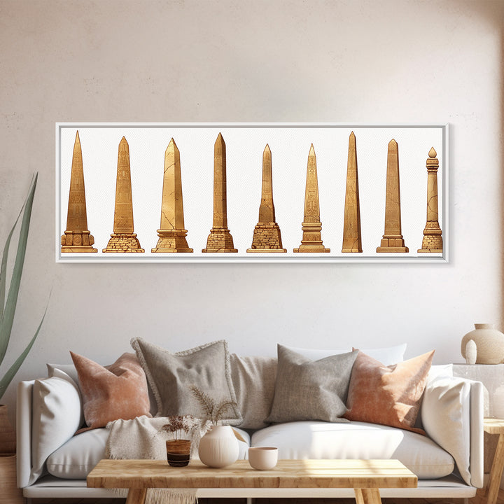 Egyptian Obelisk Collection Wall Art, Ancient African Art, Minimalist Canvas Print, Neutral Museum Gallery Home Decor Gift