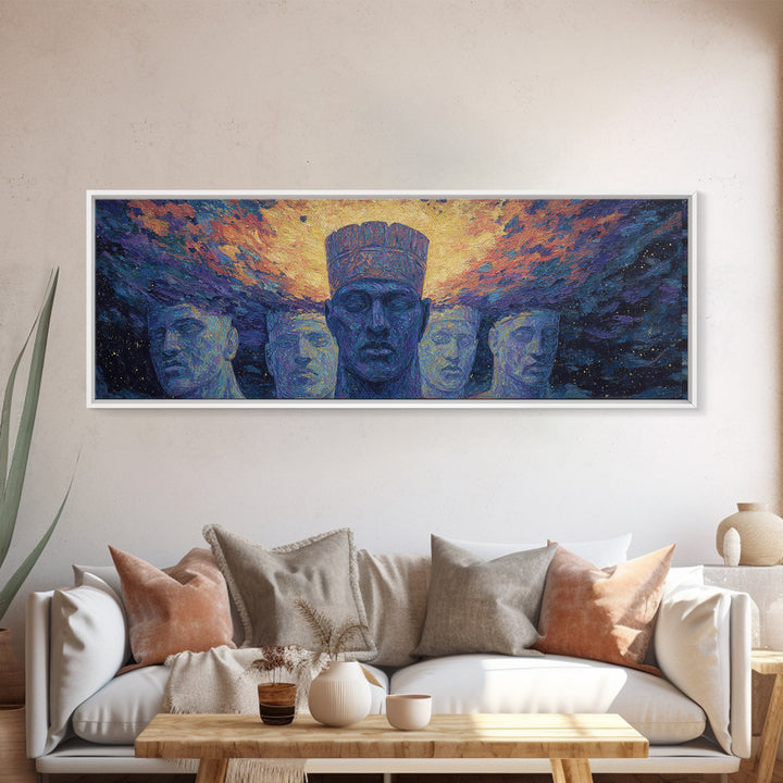 Cosmic Ancestral African Faces Canvas Print, African Portrait, Black African Art, Spiritual Wall Art, Afrocentric Home Decor
