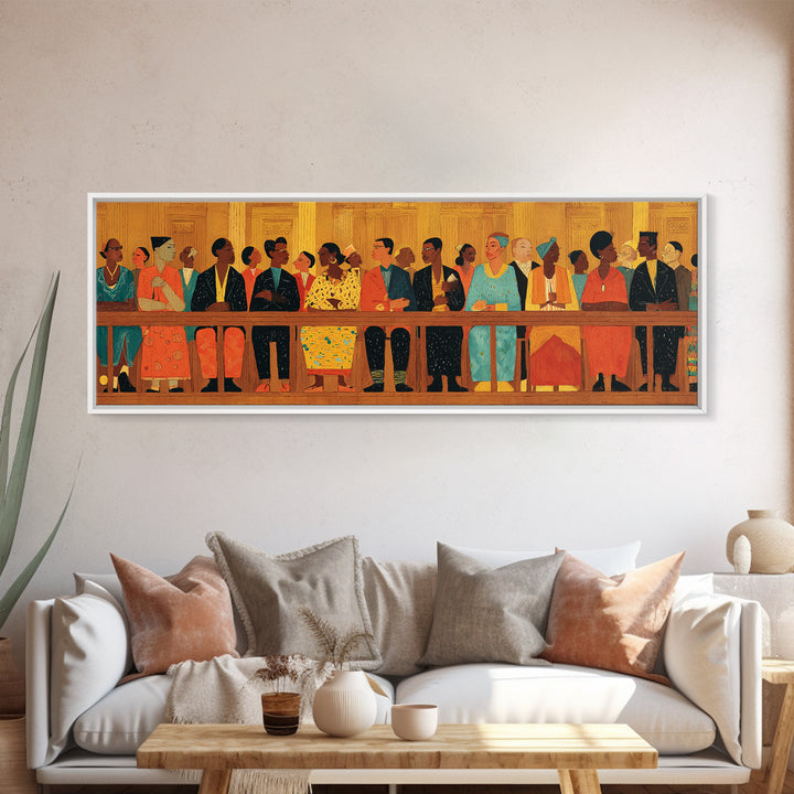 Elegant African Community Gathering Wall Art, Black Culture Canvas Print, Afrocentric Decor, Juneteenth Home Decor Meaningful Gift