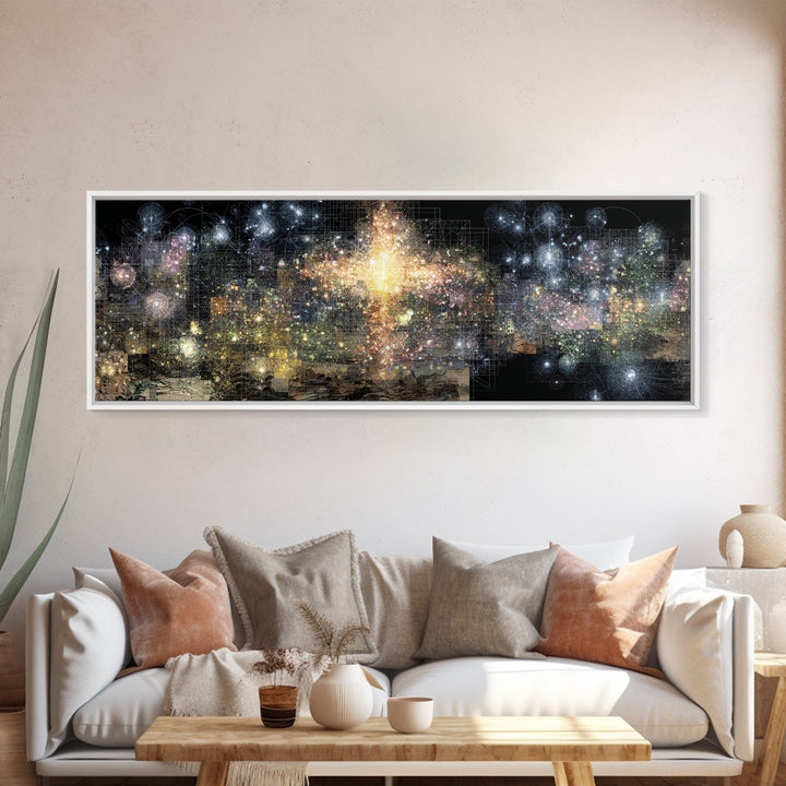 Radiant Abstract City Lights Wall Art, Gold And Black Canvas Print, Modern Luxury Decor, Dreamy Statement Home Decor, Housewarming Gift