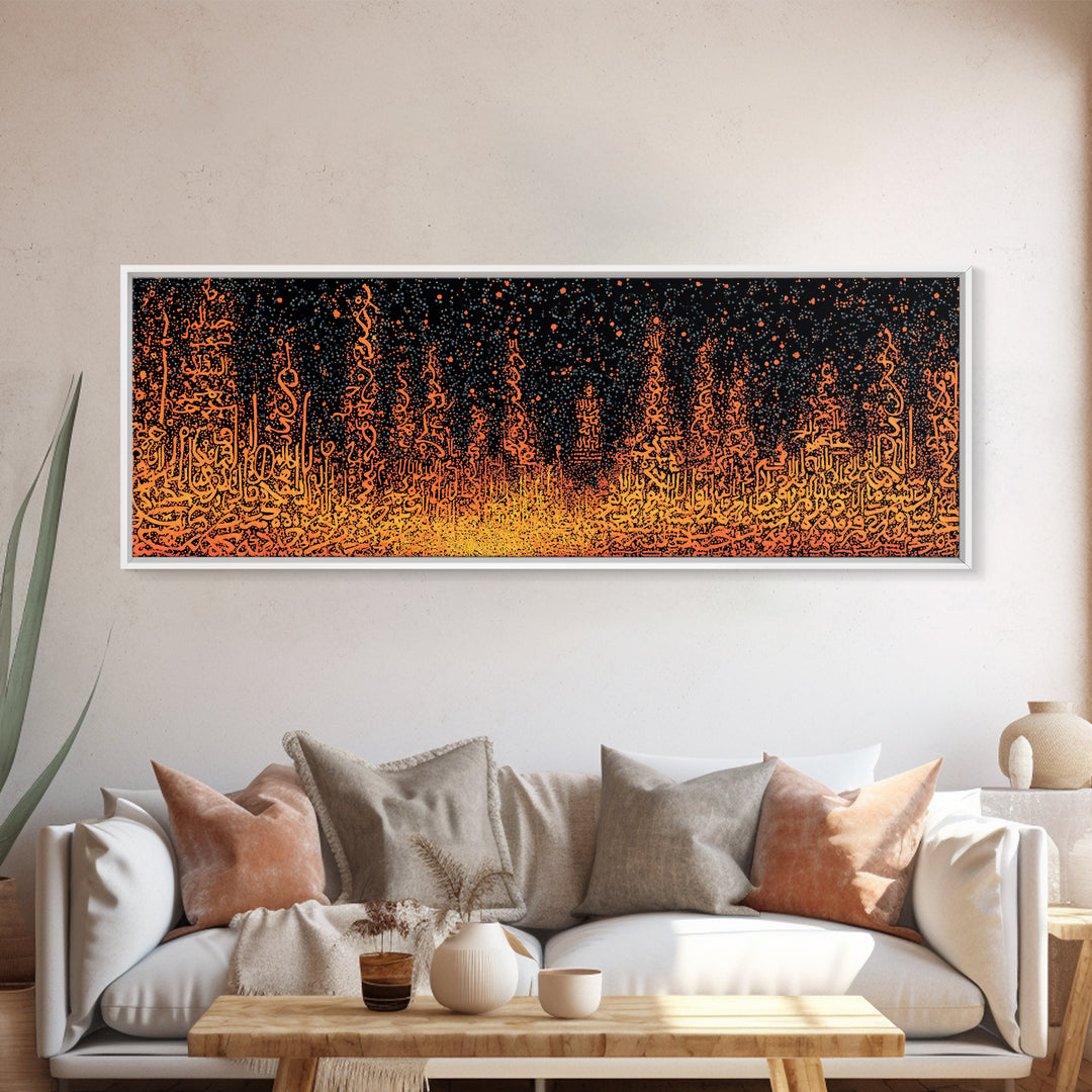 Orange Glowing Skyline Abstract Canvas Print, Modern Wall Decor, Burnt Orange Art, Statement Wall Art Prints, Luxury Canvas Art
