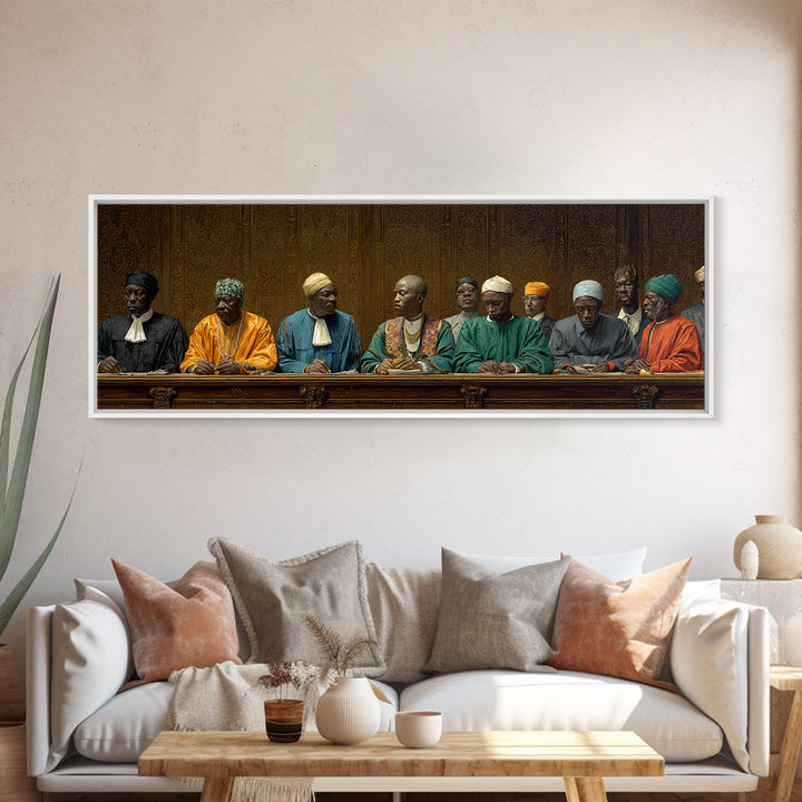 African Elders Tribunal Portrait Wall Art, African American Art, Black Culture Art, Cultural Wall Decor, Statement Canvas Print