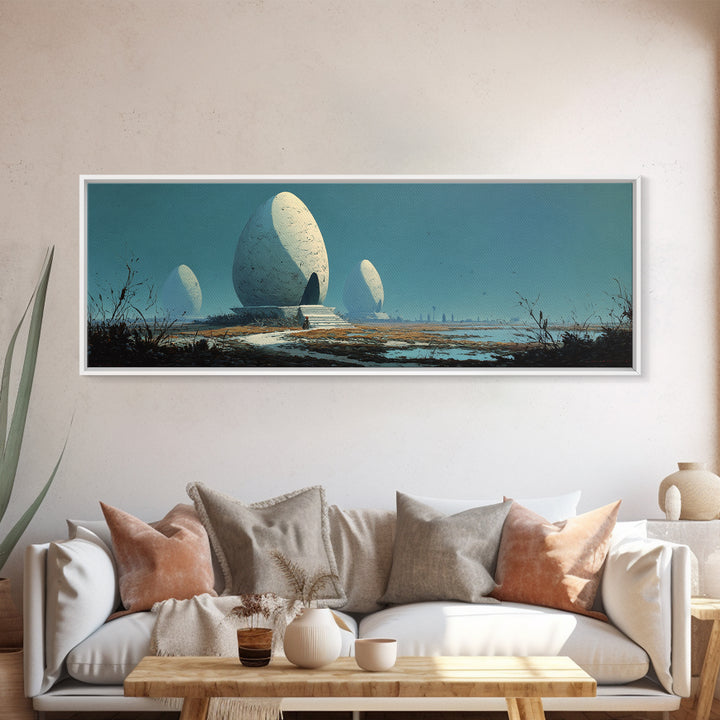 Surreal White Dome Landscape Wall Art, Sci Fi Canvas Print, Modern Wall Decor, Nature Scene Art, Unique Home Decor Gift, Poster