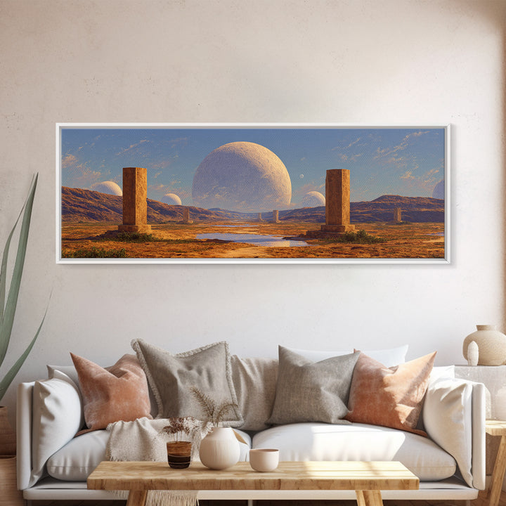 Desert Monolith Planet Canvas Print, Surreal Landscape Wall Art, Modern Canvas Art, Large Decor Art, Living Room Decor Gift