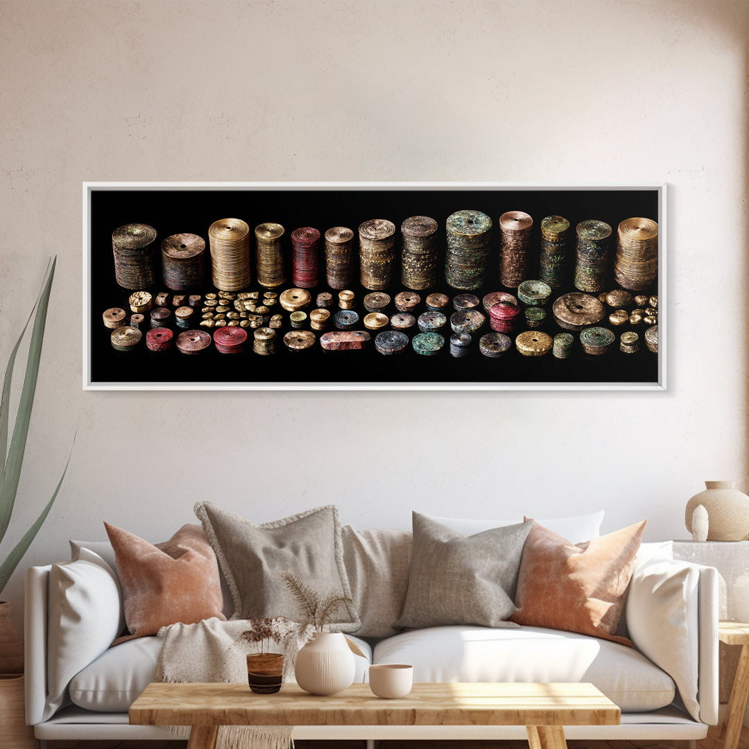 Ancient African Beads And Bronze Relics Canvas Print Tribal Art Decor Ethnographic Collection Wall Decor For Boho Home Gift