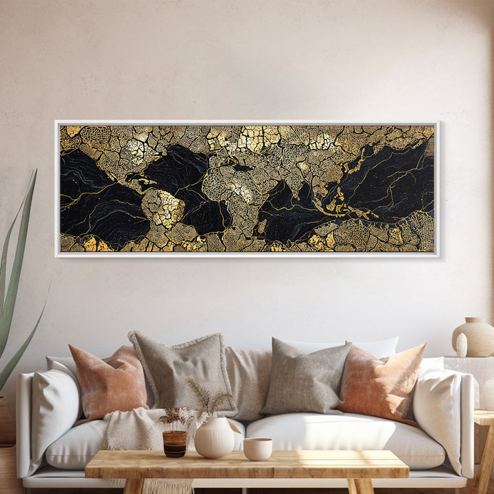 Black And Gold Africa World Map Canvas Print, African Wall Art, Luxury Office Decor, Travel Poster, Modern Home Decor Gift