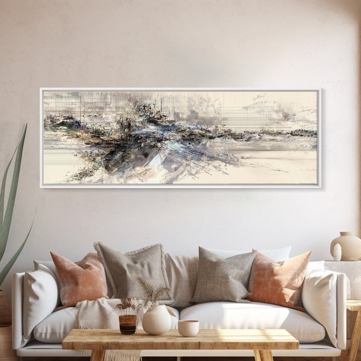 Neutral Ink Architectural Abstract Wall Art, Modern Canvas Art, Beige Wall Art, Office Decor, Contemporary Gallery Print