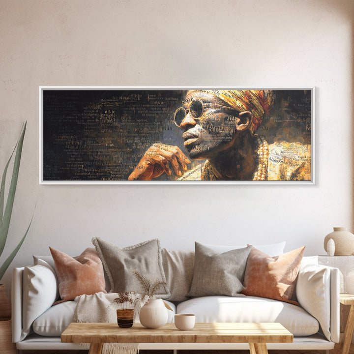 Regal Elder In Sunglasses And Headwrap Canvas Print, African Portrait, Black Wall Art, Afrocentric Decor, Cultural Gift For Home