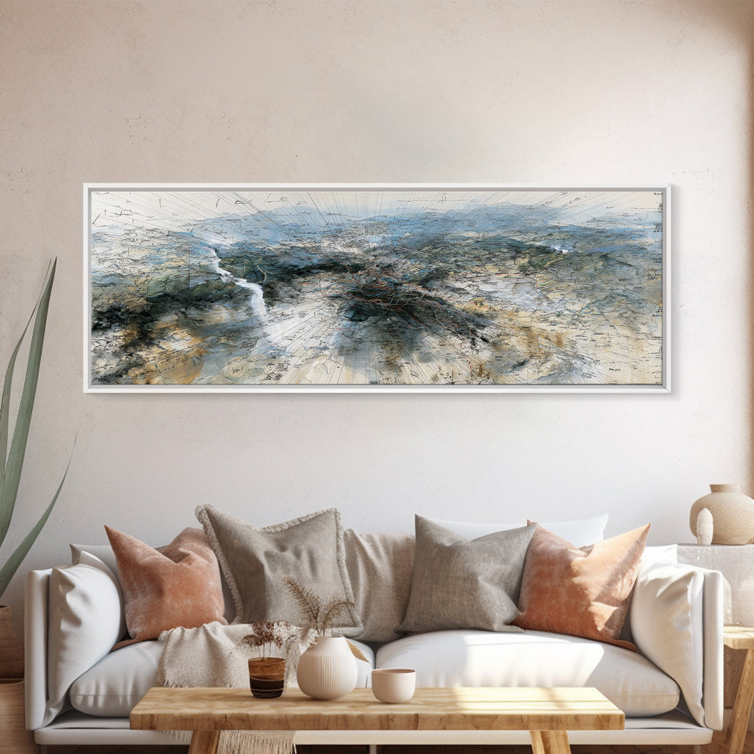 Vast African Landscape With River Canvas Print, Serengeti Wall Art, Earth Tone Abstract Art, Nature Scene Decor For Home