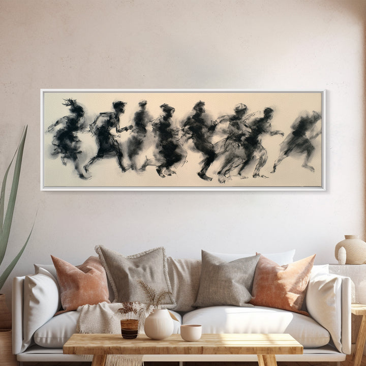 Running Silhouette Charcoal Study Wall Art, African Warrior Art, Abstract Black Art Print, Modern Office Decor, Statement Piece