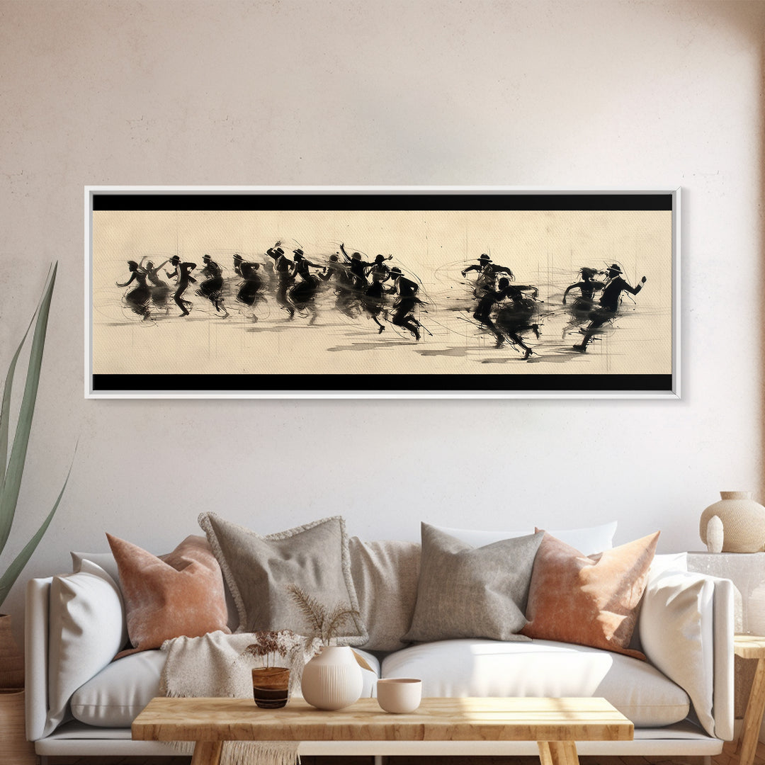 Sepia Polo Riders Racing Across Field Wall Art, African Safari Art, Dynamic Sports Canvas Print, Rustic Living Room Decor