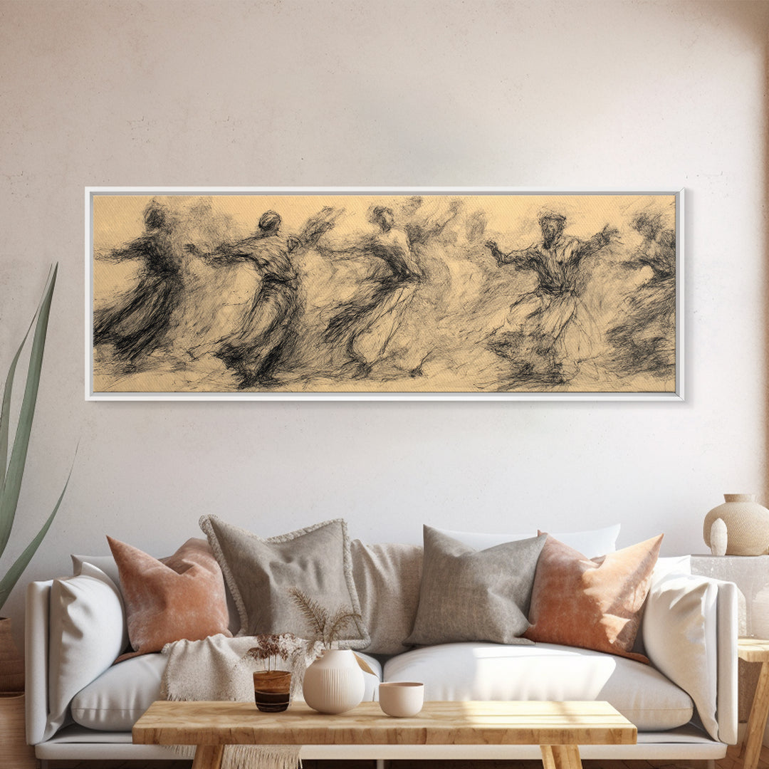 Flowing Traditional Dancers In Sepia Wall Art, African Women Art, Cultural Canvas Print, Boho Ethnic Home Decor Gift For Her