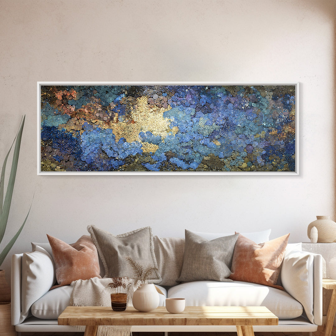 Blue Gold Textured Abstract Wall Art, Modern African Inspired Canvas Decor, Earth Tone Art Print For Office Or Bedroom Decor