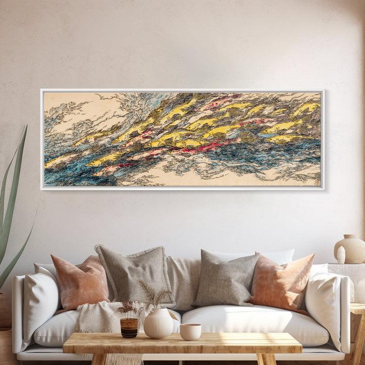 Energetic Desert Wind Abstract Wall Art, Colorful African Inspired Canvas Print, Modern Office Decor, Statement Home Gift