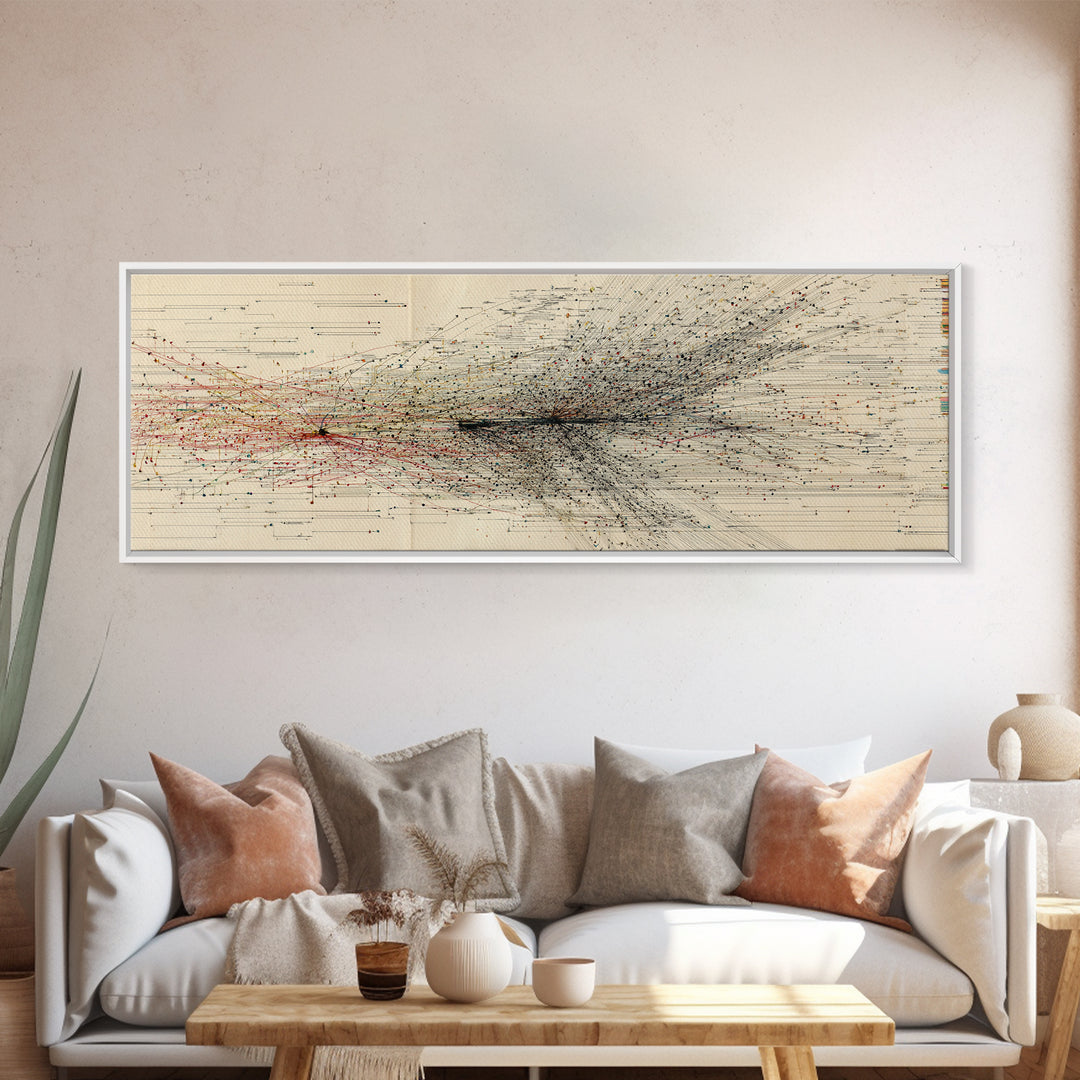 Abstract Migration Wall Art, Black And Red Particle Swarm, Minimalist Motion Drawing, Modern African Inspired Decor Canvas