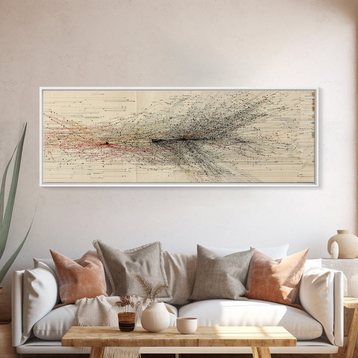 Abstract Migration Wall Art, Black And Red Particle Swarm, Minimalist Motion Drawing, Modern African Inspired Decor Canvas