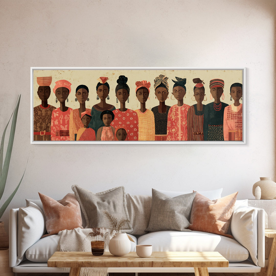 African Women Headwraps Canvas Print, Matriarch Family Portrait, Ankara Fashion Decor, Afrocentric Cultural Wall Art Gift