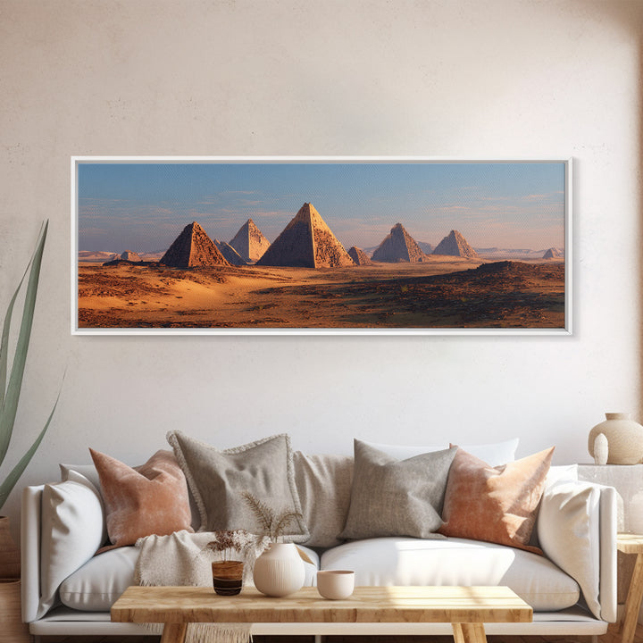 Golden Desert Pyramids At Dawn Canvas Print, African Egyptian Art, Ancient African Landscape, Safari Wall Decor Gift For Home