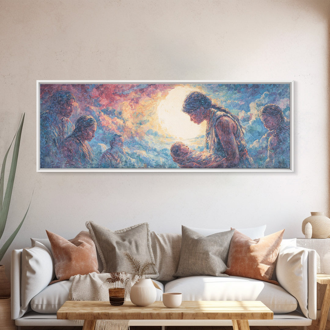 Tender Holy Family Nativity Wall Art, African American Art, Spiritual Black Family Portrait, Christian Home Decor Gift For Her