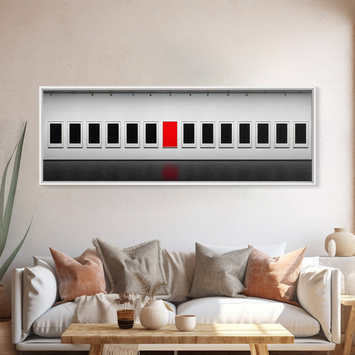 Red Frame Gallery Wall Art, Minimalist Museum Painting, Modern Abstract Wall Decor, Statement Piece For Living Room Home Decor Gift