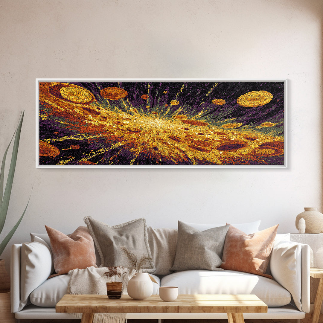 Golden Cosmic Burst Wall Art, Abstract Art, Black And Gold Art, Modern Wall Decor, Luxury Canvas Print, Statement Wall Decor