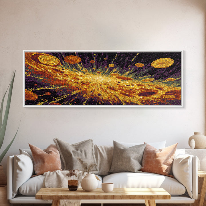 Golden Cosmic Burst Wall Art, Abstract Art, Black And Gold Art, Modern Wall Decor, Luxury Canvas Print, Statement Wall Decor