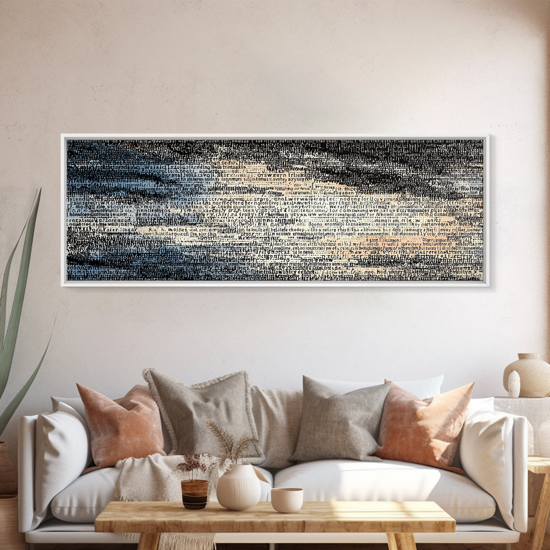 Soft Textured Horizon Abstract Wall Art, Beige Blue Canvas Print, Minimalist Landscape Art, Modern Home Decor, Dreamy Wall Art