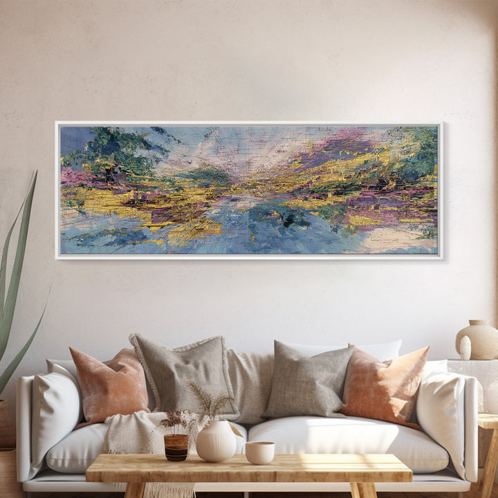 Pastel River Valley Abstract Landscape Wall Art, African Landscape, Modern Canvas Art, Earth Tone Wall Decor, Large Decor Art