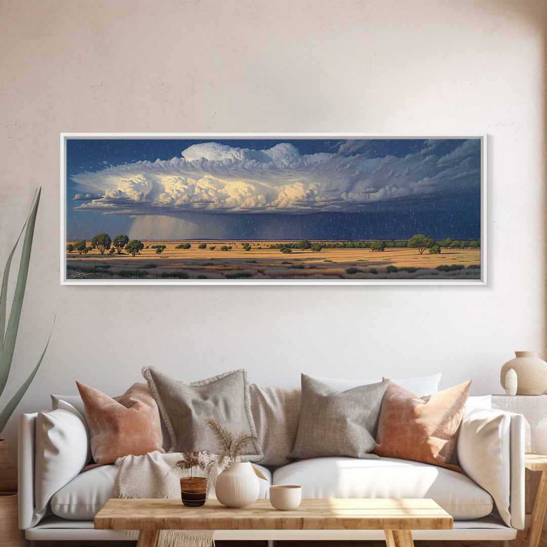 Savanna Storm Clouds With Acacia Trees Wall Art, African Safari Art, Serengeti Wall Art, Nature Scene Art, Living Room Decor