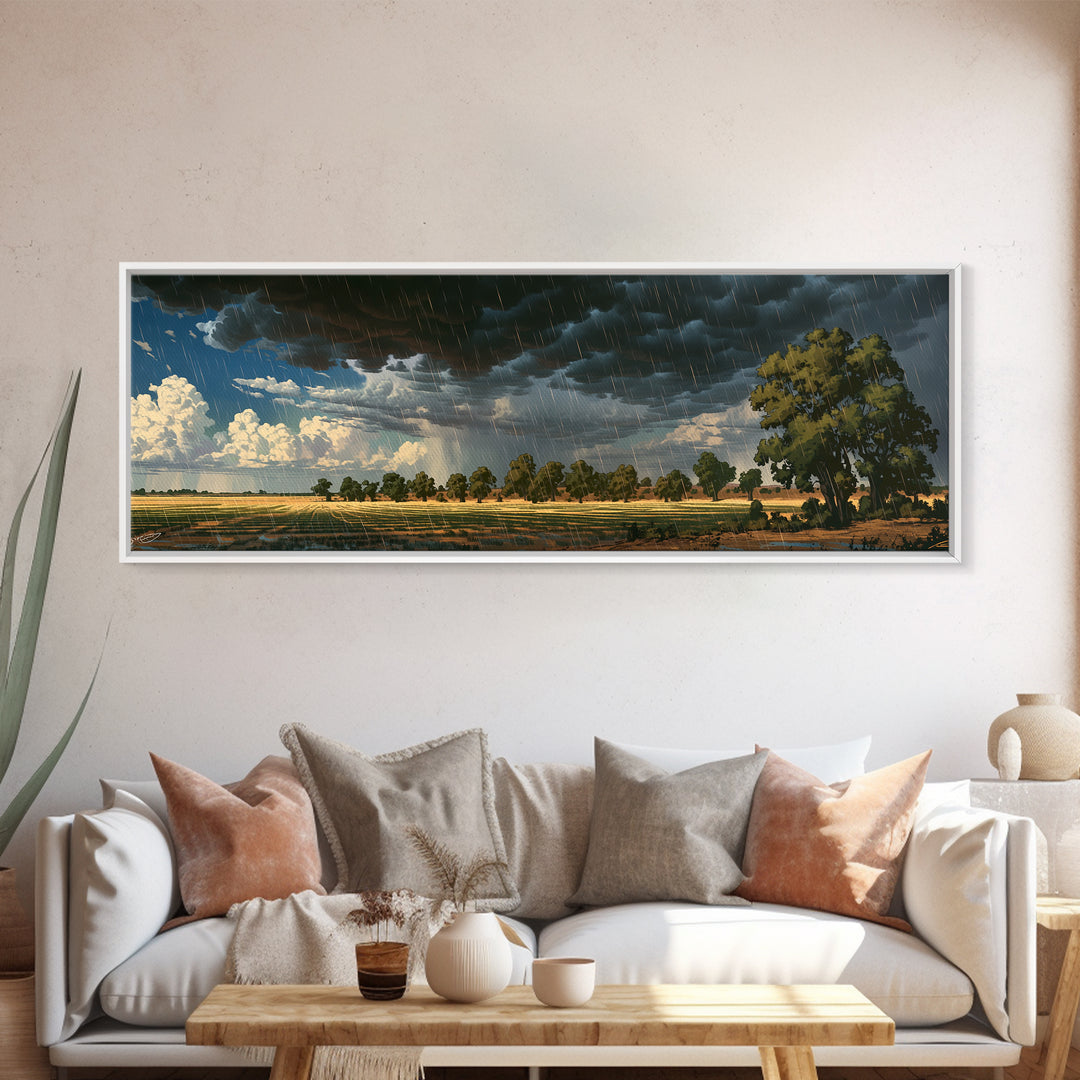 Dark Rainstorm Over Acacia Plain Canvas Print, African Landscape, African Safari Art, Nature Scene Art, Statement Wall Decor