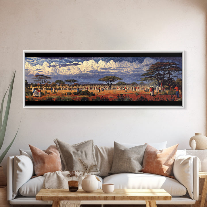 Rainy Acacia Plains Canvas Print, African Safari Landscape Wall Decor, Dramatic Cloud Art, Earth Tone Home Decor Gift For Him