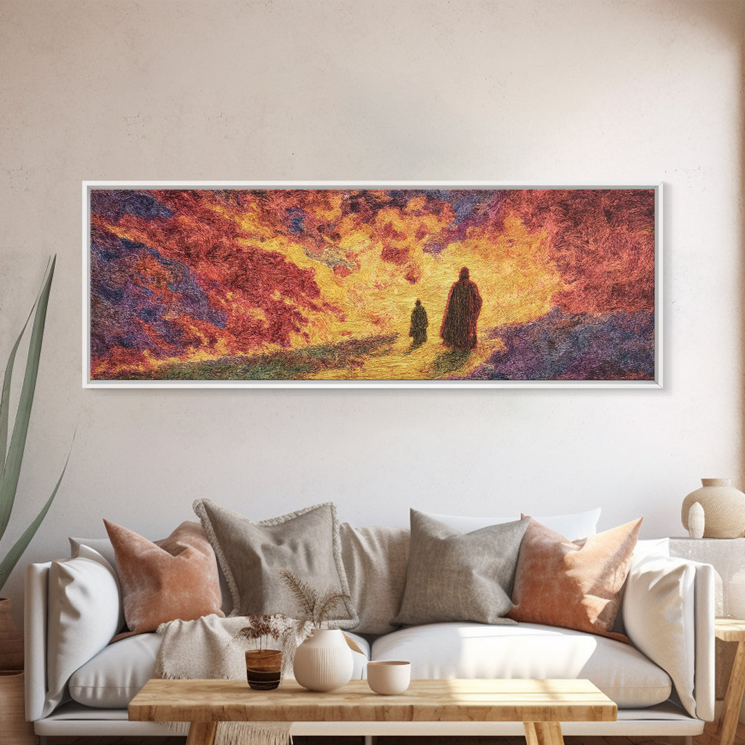 Fiery Abstract Journey Wall Art, African Inspired Orange Landscape, Dramatic Canvas Decor, Modern Statement Art Print Gift