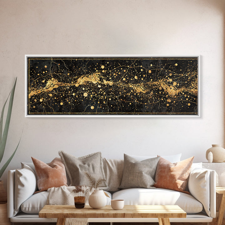 Black And Gold Abstract Splatter Wall Art, Luxury Canvas Print, Modern African Art Decor, Statement Living Room Decor, Office Decor