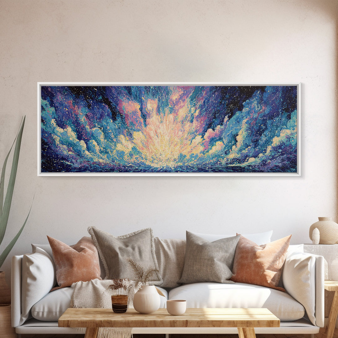 Cosmic Blue Ocean Sky Canvas Print, Abstract Wall Art, Dreamy Wall Art, Modern Canvas Art, Nature Scene Art, Bedroom Decor