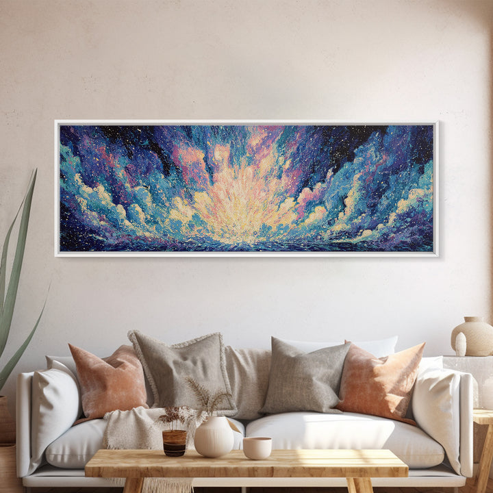 Cosmic Blue Ocean Sky Canvas Print, Abstract Wall Art, Dreamy Wall Art, Modern Canvas Art, Nature Scene Art, Bedroom Decor