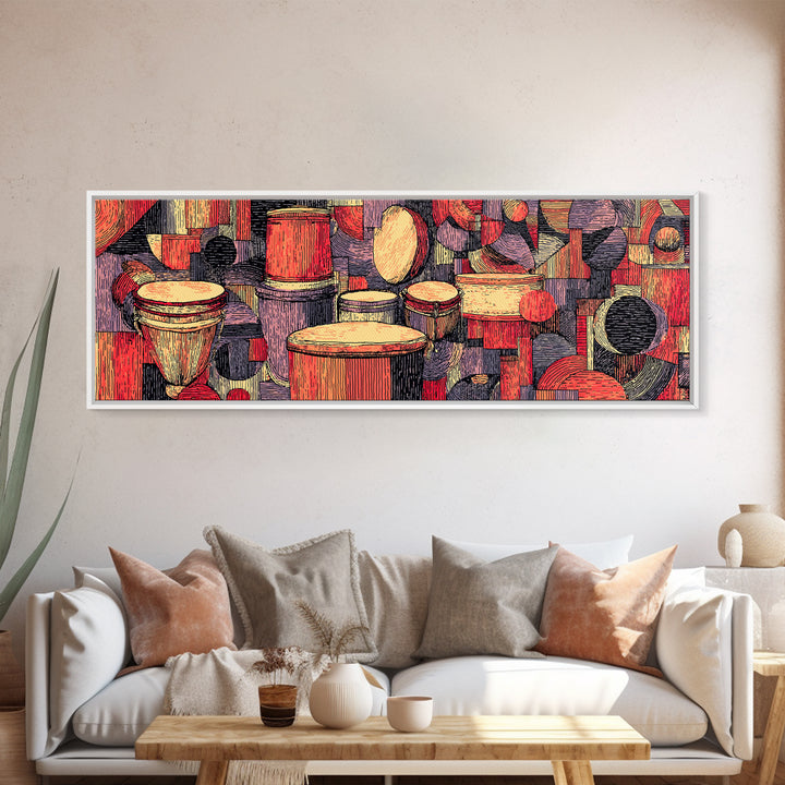 Vibrant African Drums And Tribal Percussion Wall Art, Afrocentric Music Decor, Cultural African Art Print For Living Room