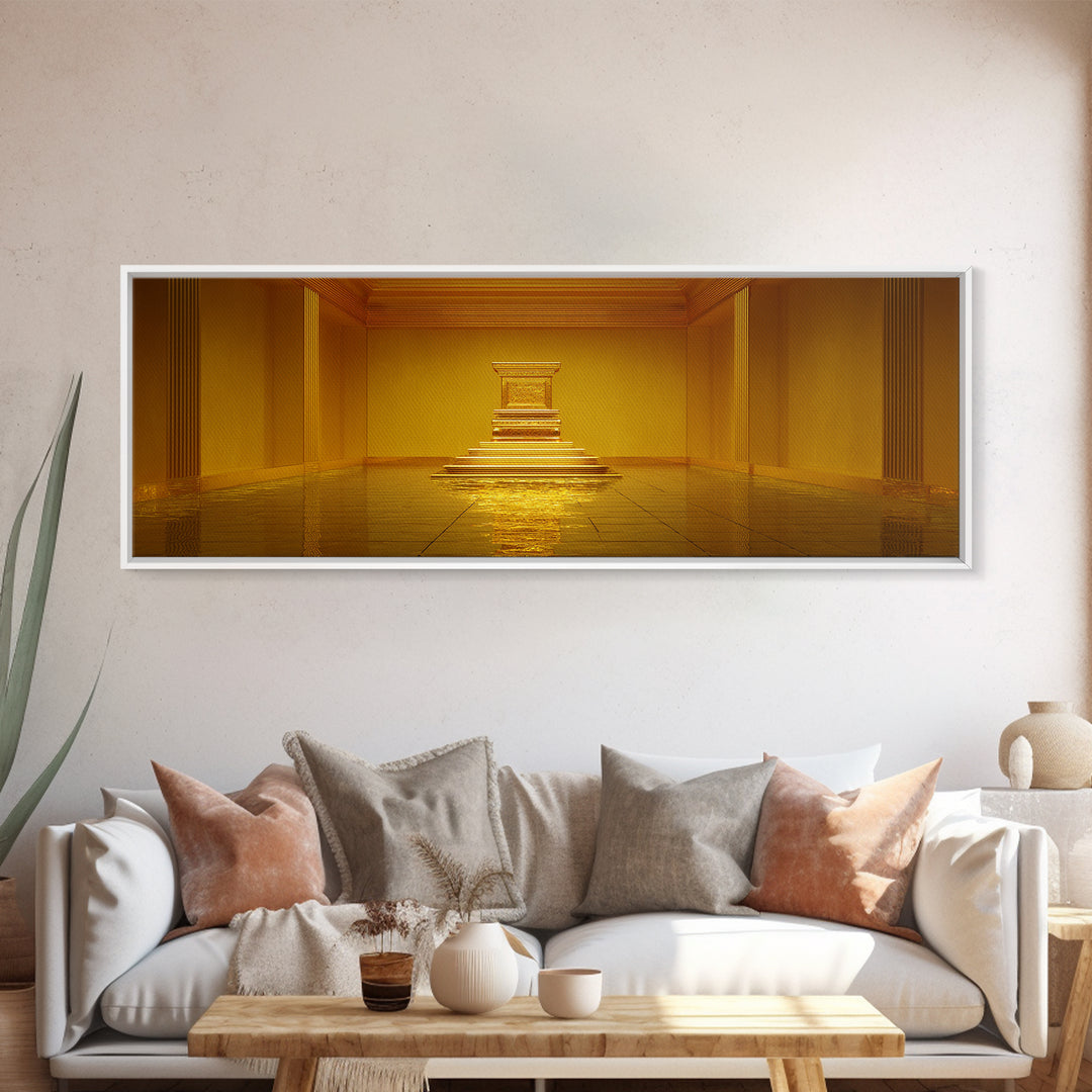 Golden Temple Reliquary Chamber Framed Canvas Print, Luxury Canvas Art, Spiritual Wall Art, Elegant Home Decor Gift, Statement Wall Decor