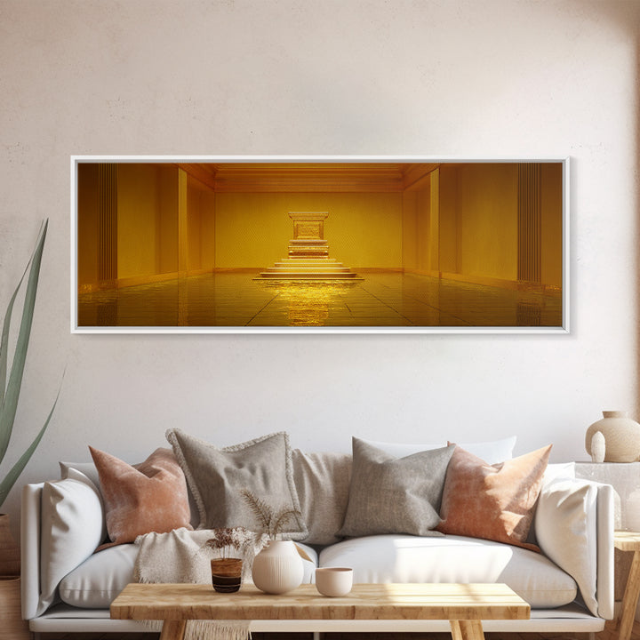 Golden Temple Reliquary Chamber Framed Canvas Print, Luxury Canvas Art, Spiritual Wall Art, Elegant Home Decor Gift, Statement Wall Decor