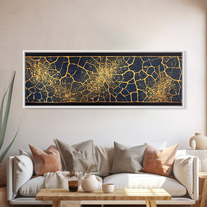Black Gold Abstract Crackle Pattern Wall Art, African Abstract Canvas Print, Geometric Luxury Decor, Textured Art Print Gift
