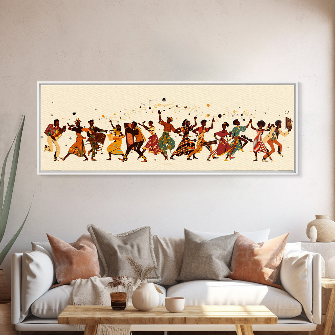 Joyful African Celebration Dancers Canvas Print, Afrocentric Wall Art, Black Women Art, Cultural Home Decor, Festive Gift