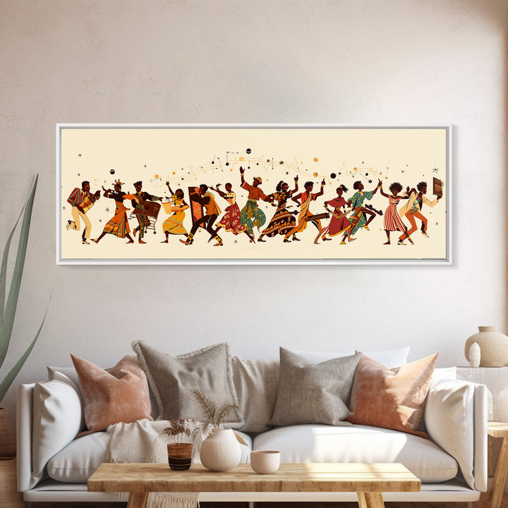 Joyful African Celebration Dancers Canvas Print, Afrocentric Wall Art, Black Women Art, Cultural Home Decor, Festive Gift