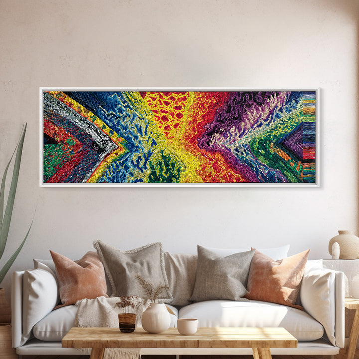 Explosive Rainbow Abstract Canvas Print, Textured African Inspired Landscape, Colorful Wall Art Decor, Modern Abstract Art