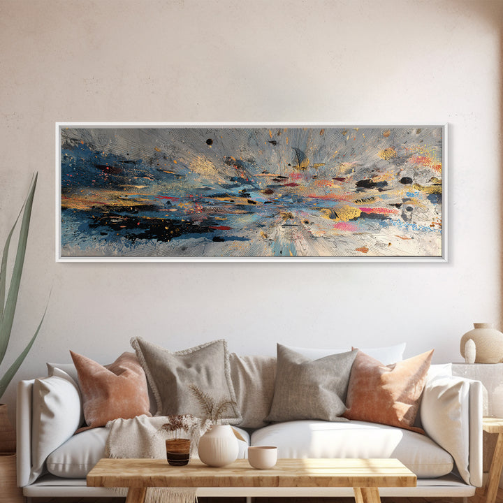 Moody Abstract Ocean Horizon Wall Art, Blue Gold Canvas Print, Modern Abstract Art, Living Room Decor, Unique Wall Decor Gift