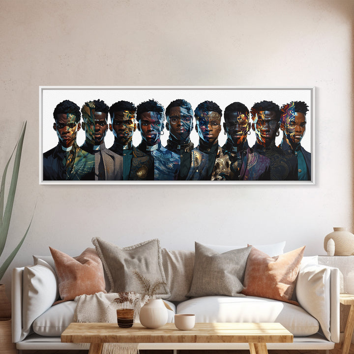 Afrofuturist Black Collective Portrait Wall Art, African American Art, Modern Afrocentric Decor, Bold Cultural Canvas Print