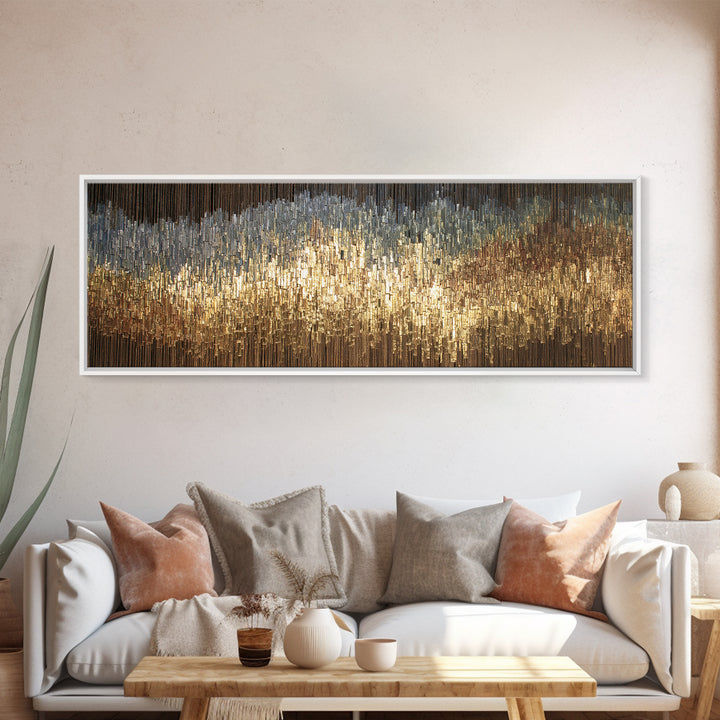 Gold Silver Vertical Light Abstract Canvas Print, Luxury Wall Art, Black And Gold Art, Modern Home Decor, Statement Piece