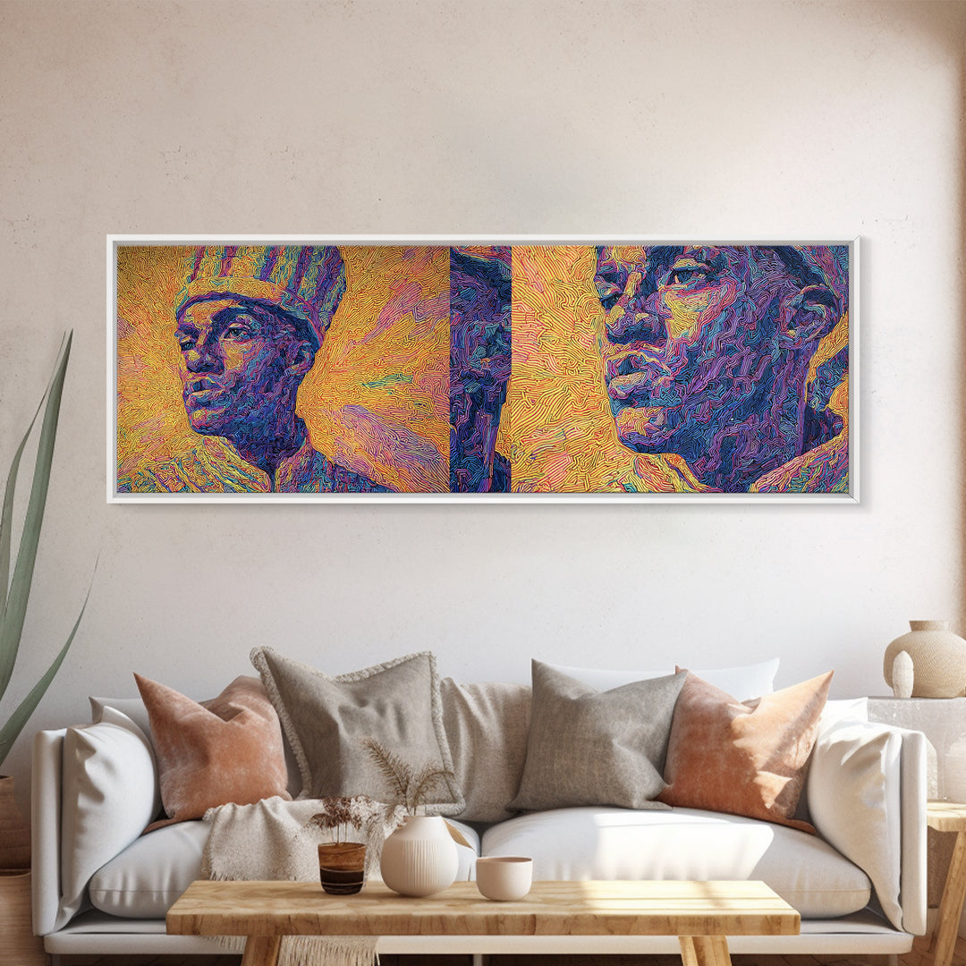 Textured African King And Warrior Portrait Wall Art, Afrocentric Black History Decor, Pan African Artwork, Cultural Gift