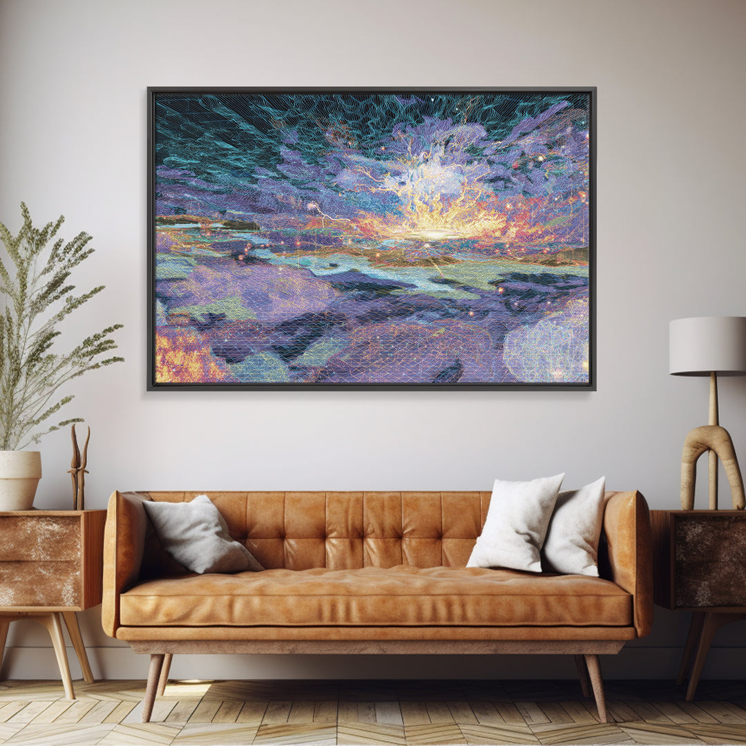 Electric Africa Map Network Canvas Print, Digital Art Africa, Abstract Wall Art, Afrofuturism Decor, Modern Office Decor
