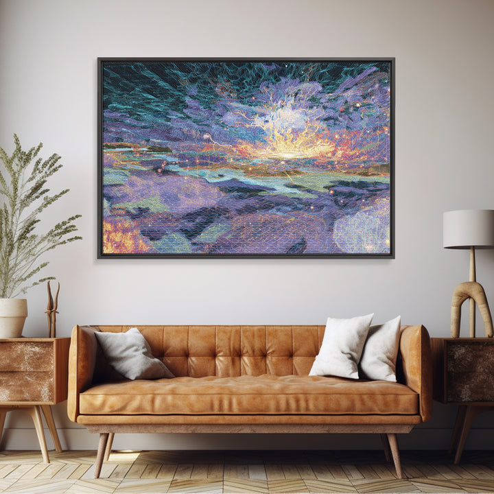 Electric Africa Map Network Canvas Print, Digital Art Africa, Abstract Wall Art, Afrofuturism Decor, Modern Office Decor