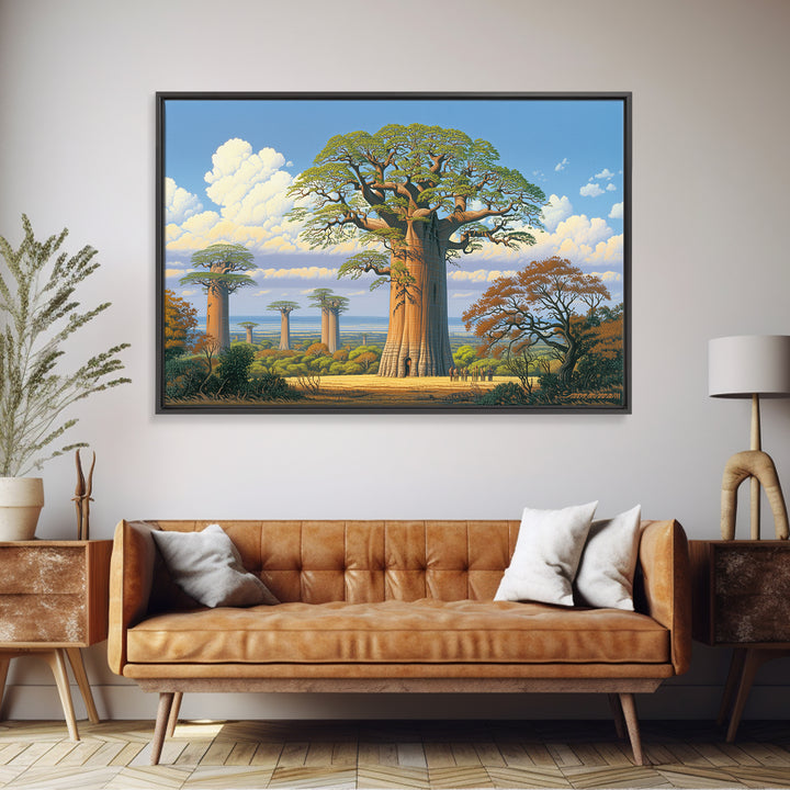 Majestic Baobab Grove Under Blue Sky Canvas Print, African Safari Art, Madagascar Wall Art, Nature Scene Art, Home Decor Gift