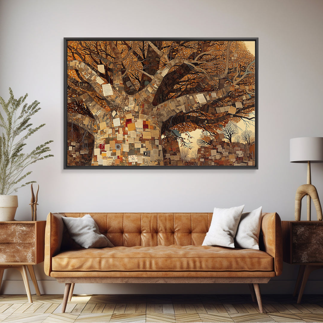 Baobab Tree Of Notes And Memories Wall Art, African Inspired, Mixed Media Canvas, Cultural Home Decor, Unique Wall Decor